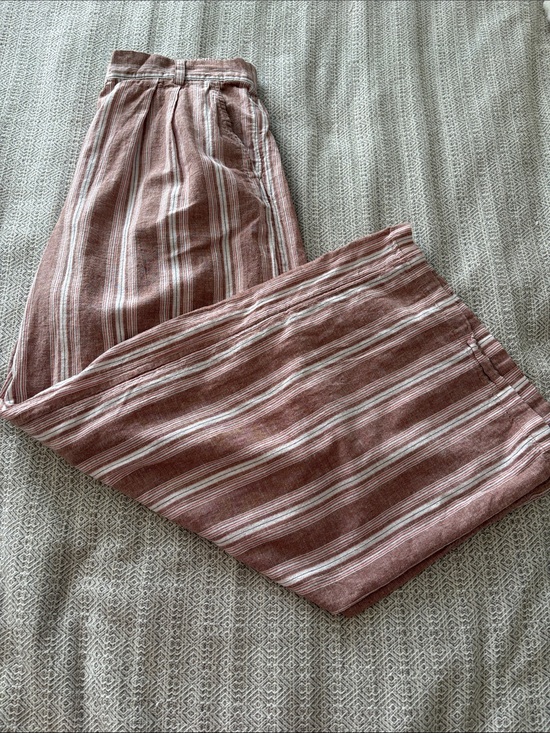 American Eagle Outfitters Pants - American Eagle Outfitters Pink and White Striped Wide-Leg Trousers